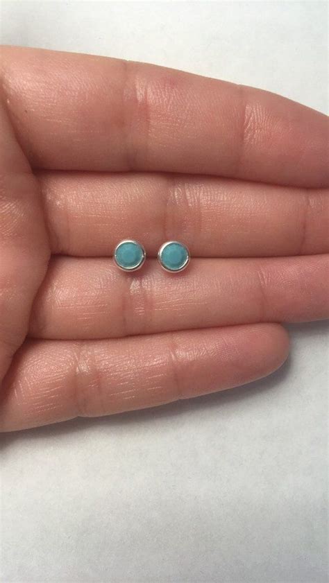 Turquoise Stud Earrings December Birthstone Earrings Etsy Sapphire