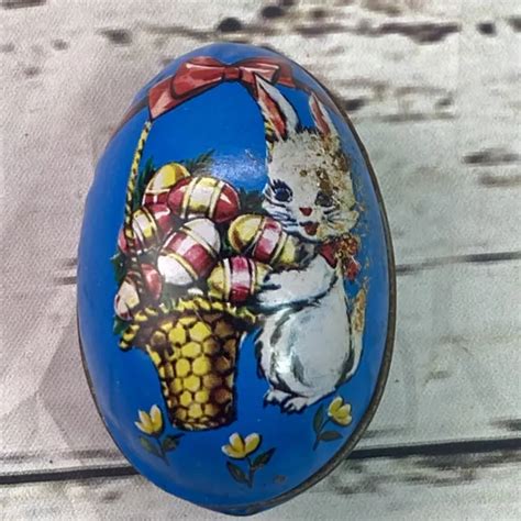 Vintage Murray Allen Tin Lithograph Easter Egg Candy Containers Metal