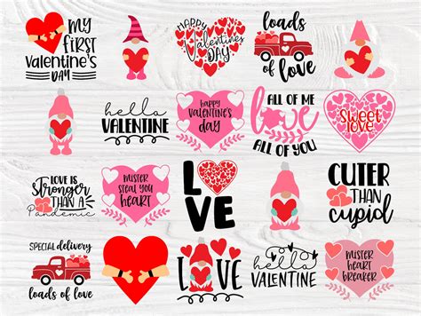 Valentines Day Svg Bundle Valentines Gnomes Svg Cricut Etsy