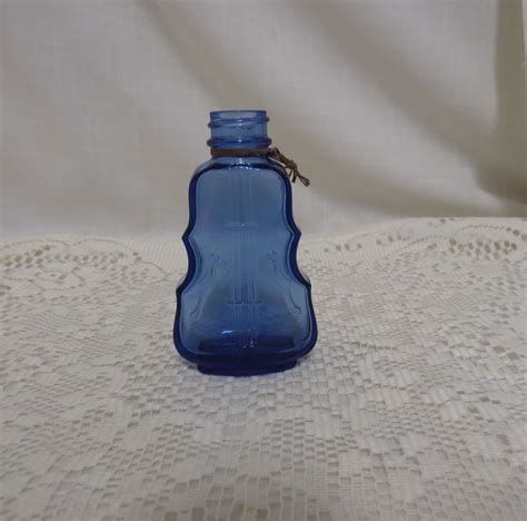 Vintage Cobalt Blue Glass Bottle Vase Violin Viol Cello Etsy Blue Glass Bottles Bottle Vase