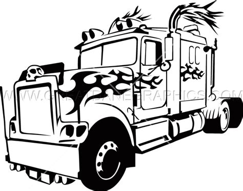 Semi Truck Line Drawing Free Download On Clipartmag