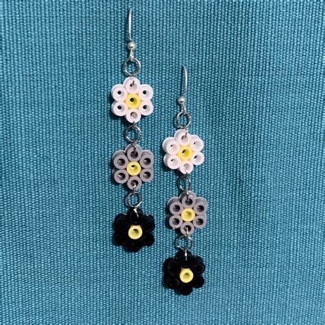 Perler Bead Flower Earrings Etsy