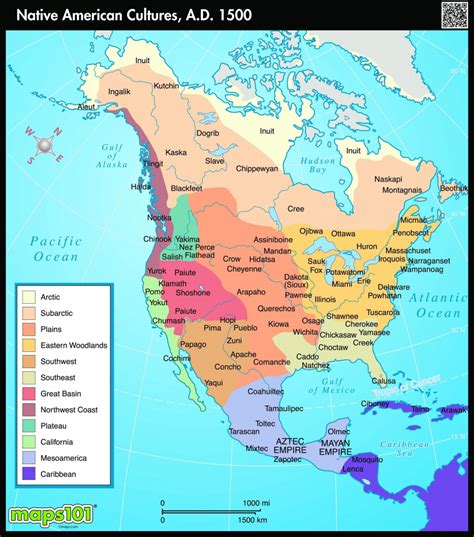 American Indians And First Nations Territory Map With