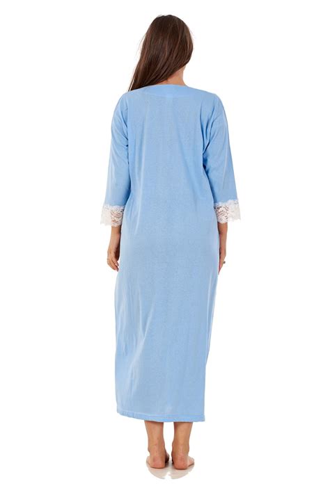Women Long Nightdress Lace 100 Cotton 34 Sleeve Nightgowns Sleepwear M To Xxxl Ebay