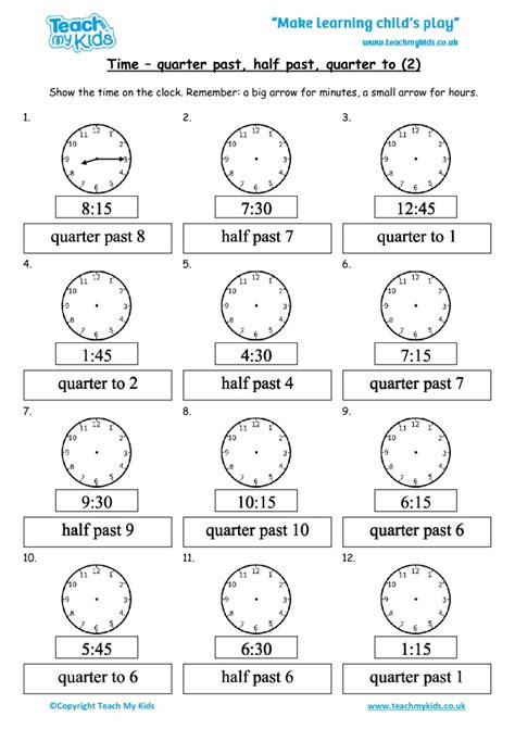 Time Worksheets Quarter After