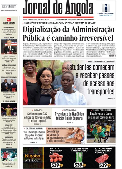 Jornal De Angola Sexta 13 De Outubro De 2023