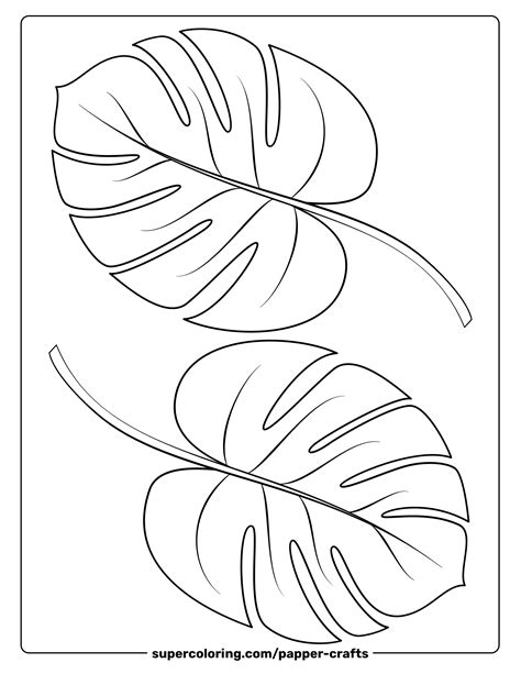 2 Leaves Of Monstera Template Free Printable Papercraft Templates