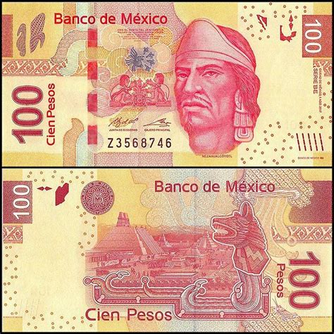Mexico 100 Pesos Banknote 2017 It S Colored In Yellow And Red On The