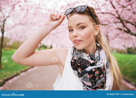 Attractive Young Female Model Posing At Spring Park Stock Image Image
