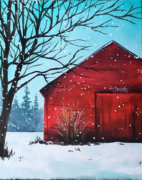 Red Rustic Barn Paint And Sip Event Barn Painting Christmas