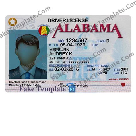 Alabama Driver License Template V1 Fake Template