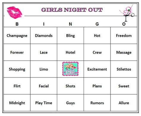 Best Ladies Night Out Bingo Icebreaker Free Printable To Most Likely