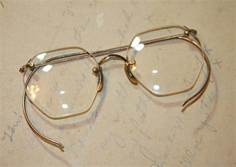 octagon shaped eye glasses vintage rimless with wire temples