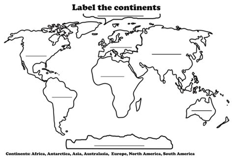Label The Continents Teaching Resources