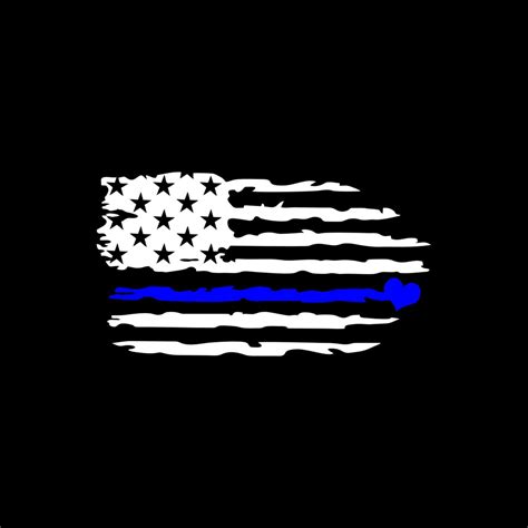 Thin Blue Line Decal With Heart Law Enforcement Decalblue Etsy