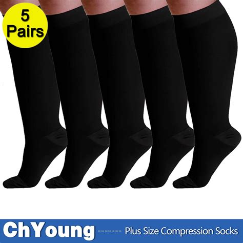 5xl 13 5pack Plus Size Large Compression Socks For Women Stockings Mens