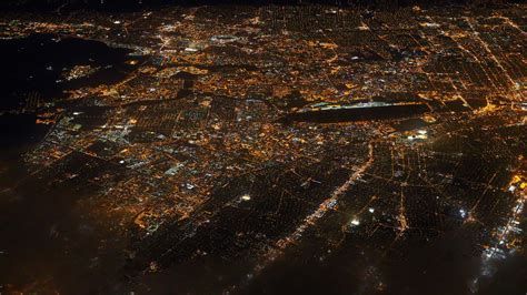 Aerial Photography Of High Rise Buildings At Night City Night Lights