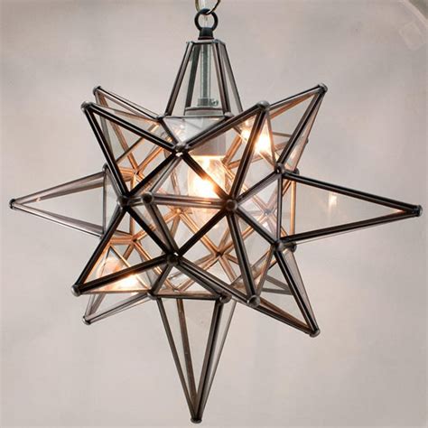Star Of Bethlehem Moravian Star Pendant Clear Glass Bronze Etsy