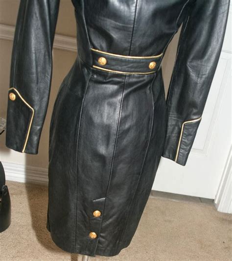 Ebay Leather North Beach Leather Military Style Dress In Rare Black