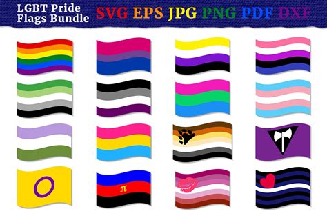 Lgbtq Flags Sexuality Pride Printable Cut Files Clip Art Image Files