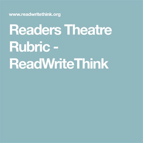 Readers Theatre Rubric Readwritethink Readers Theater Rubrics Readers