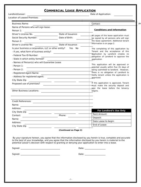 commercial lease application fill out and sign online dochub
