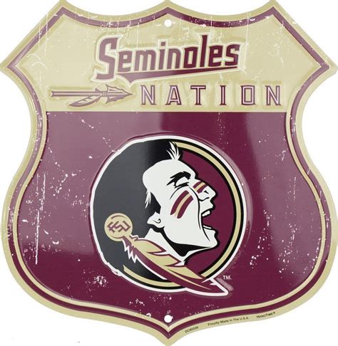 Florida State University 12 X 12 Shield Seminoles Nation Metal Sign