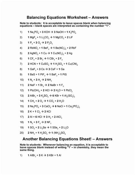 This is a collection of printable worksheets to practice balancing equations. 49 Balancing Equations Practice Worksheet Answers in 2020 | Balancing equations, Chemical ...