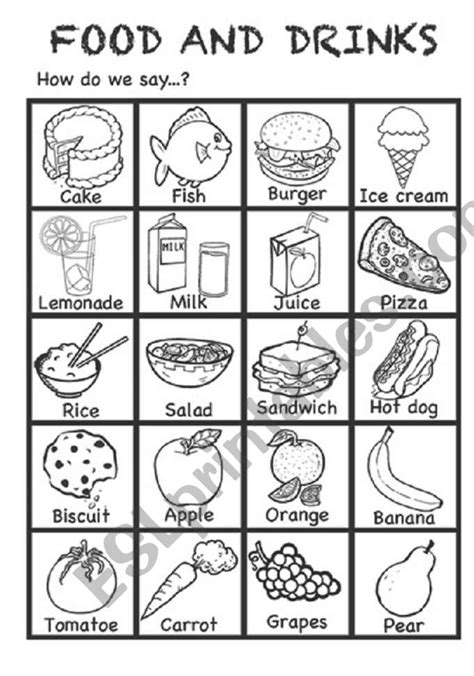 Knowing names of food and drinks is a must for every english learner. Food and drinks - ESL worksheet by pili07
