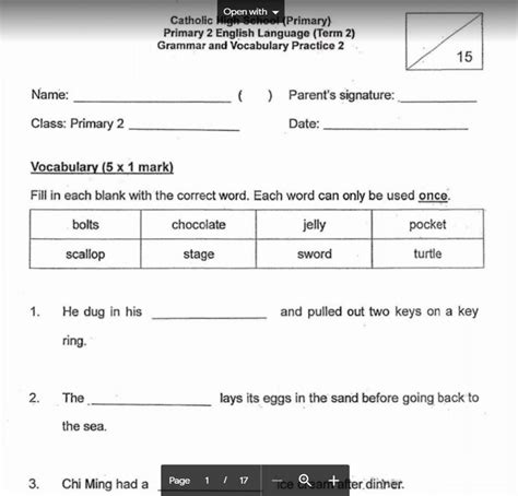 Primary 2 Top Schools Papers Tests Examinations Answer Sheet I Got