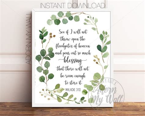 Bible Verse Prints Malachi 310 See If I Will Not Throw Open Etsy Uk