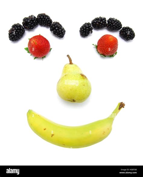Happy Smiling Fruit Face Kid Friendly Eat Your Fruits Banana Pear