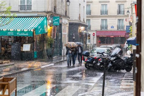 Rainy Day In The Streets Paris Editorial Image Image Of Black French