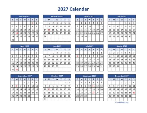 2027 Calendar In Pdf