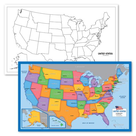 Buy 2 Pack Blank Usa Map Outline Poster Simplified Usa Map For Kids
