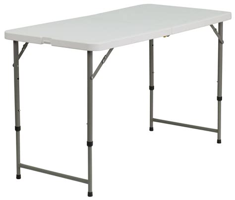 Adjustable Height Granite White Plastic Folding Table From Renegade