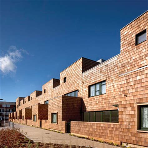 Jb western red cedar shingle ridge 4.5m. Shingle cladding solution for social housing development