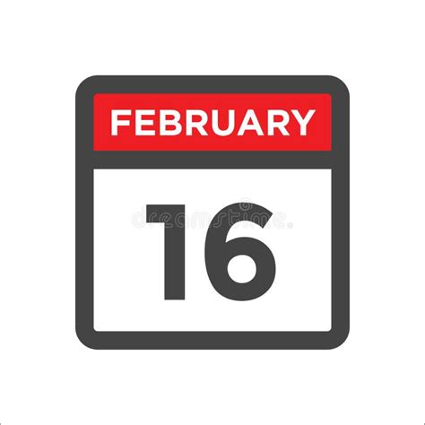 February 16th Day 16 Of Monthsimple Calendar Icon On White Background