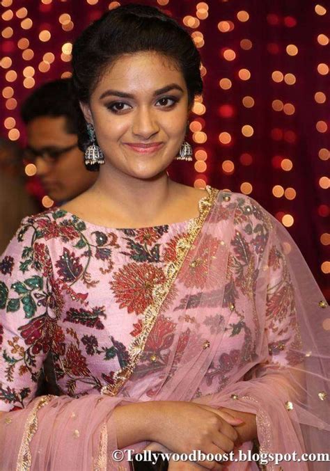 Indian Actress Girl Keerthy Suresh At Zee Telugu Apsara Awards In Pink