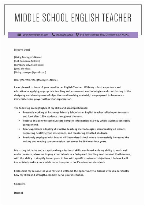 Cover Letter For A Teacher With No Experience At Sample Letters