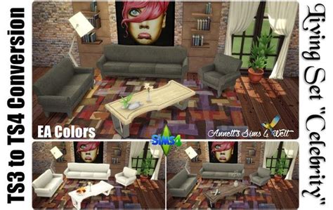 Sims 4 Ccs The Best Ts3 To Ts4 Conversion Living Set Celebrity
