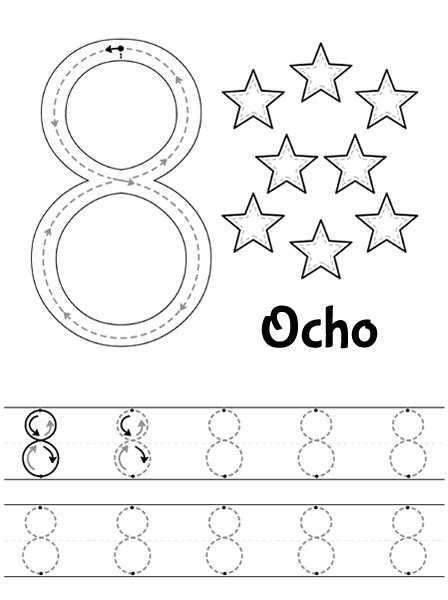 Número 8 Preschool Number Worksheets Preschool Tracing Numbers