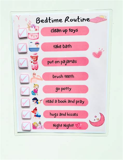 Bedtime Routine Chart For Girls Toddler Routine Editable Etsy