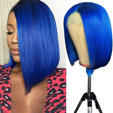 Royal Blue Bob Lace Front Wig Colored Short Human Hair Wigs Sulmy Pre