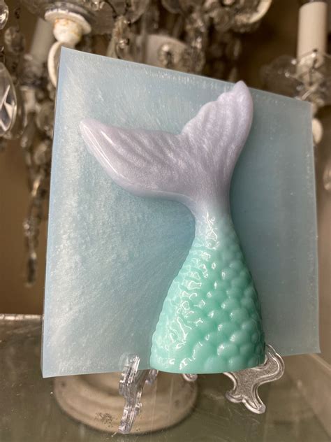 Mermaid Tail Resin Tile Decor With Clear Stand Etsy
