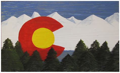 Colorado Flag With Mountains