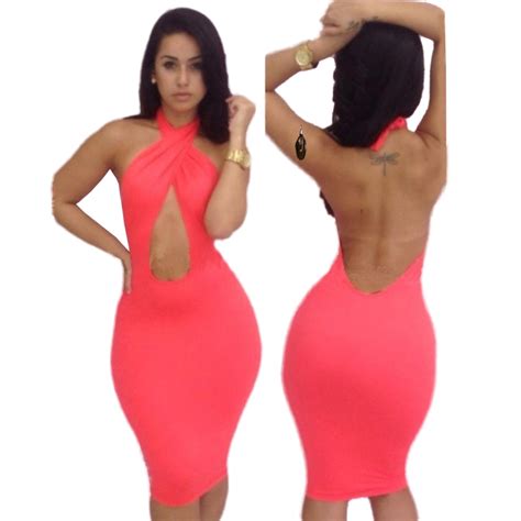 Clearance 5 Color Halter Fashion Women Summer Hips Wrapped Midi Women Dress Backless Sexy Night