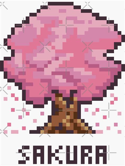Sakura Tree Rpg Retro Game Pixel Art Sticker For Sale By Annayenardi