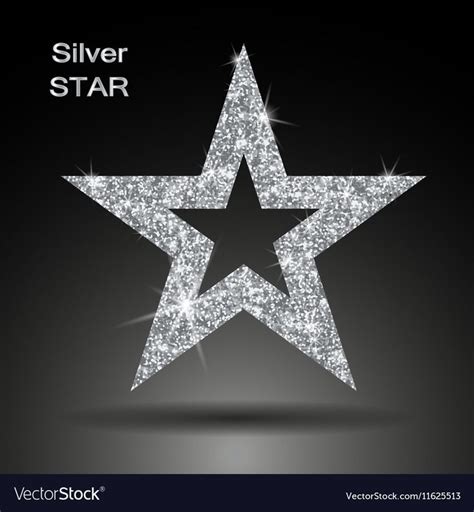 Silver Star With Sparkle Effect On Black Background