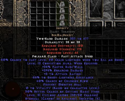 Infinity Giant Thresher Ethereal 255 309 Ed And 55 Elr Diablo 2